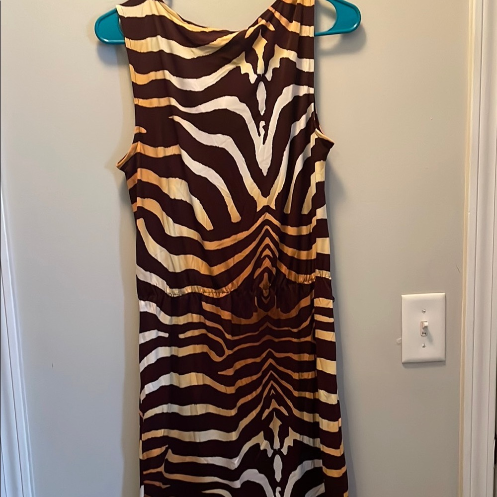 Jones New York Zebra Print Midi Dress in Brown and Cream - Picture 4 of 5